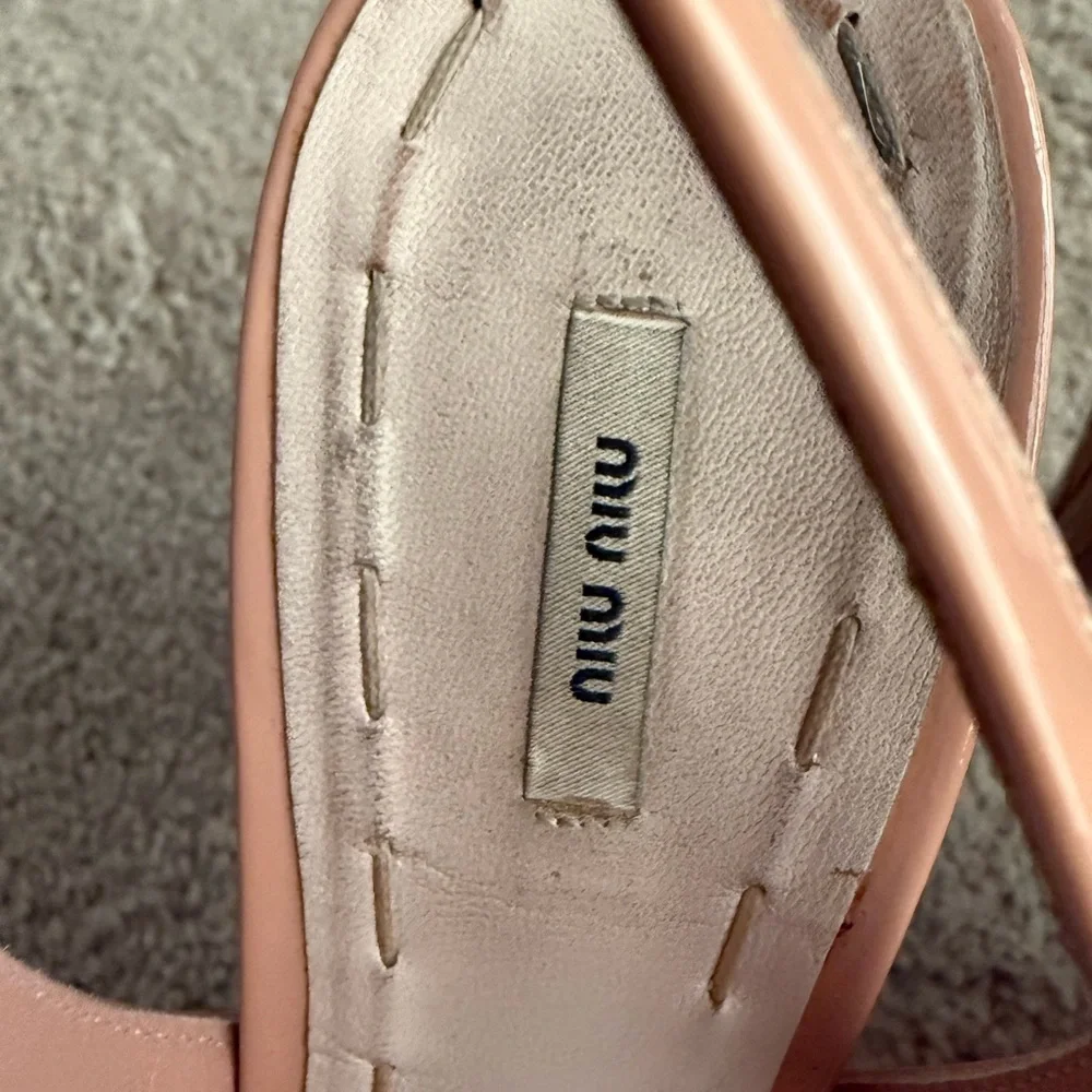 Miu Miu Nude Beige/Pink Peep Toe Platform Slingbacks